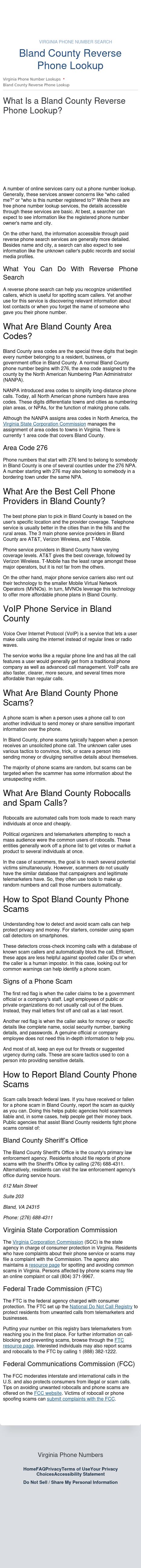 Bland County Phone Numbers - Bland VA Lawyers