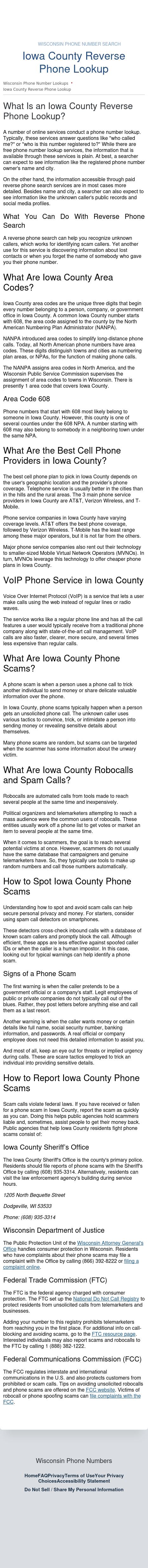 Iowa County Phone Numbers - Dodgeville WI Lawyers