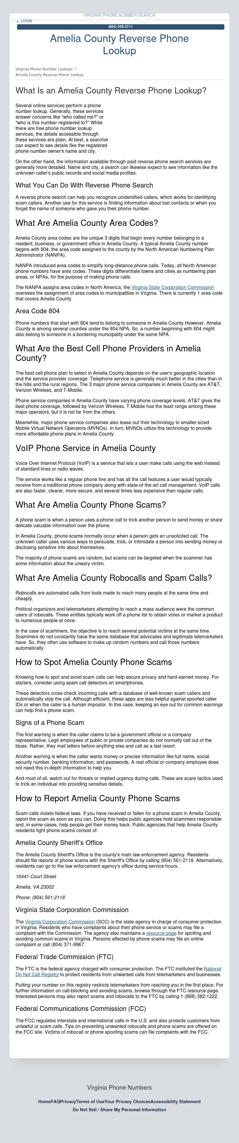 Amelia County Phone Numbers - Amelia Court House VA Lawyers