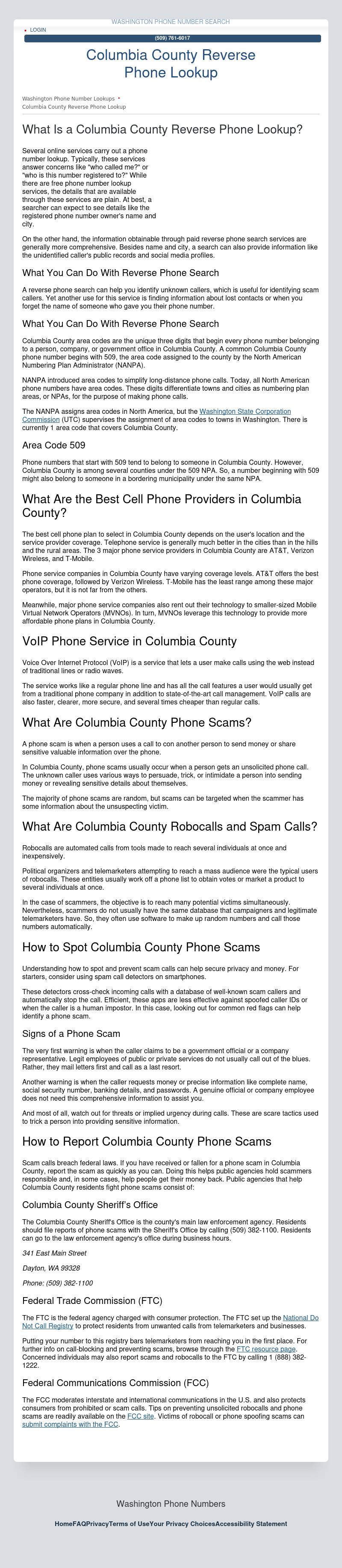 Columbia County Phone Number Lookup - Dayton WA Lawyers