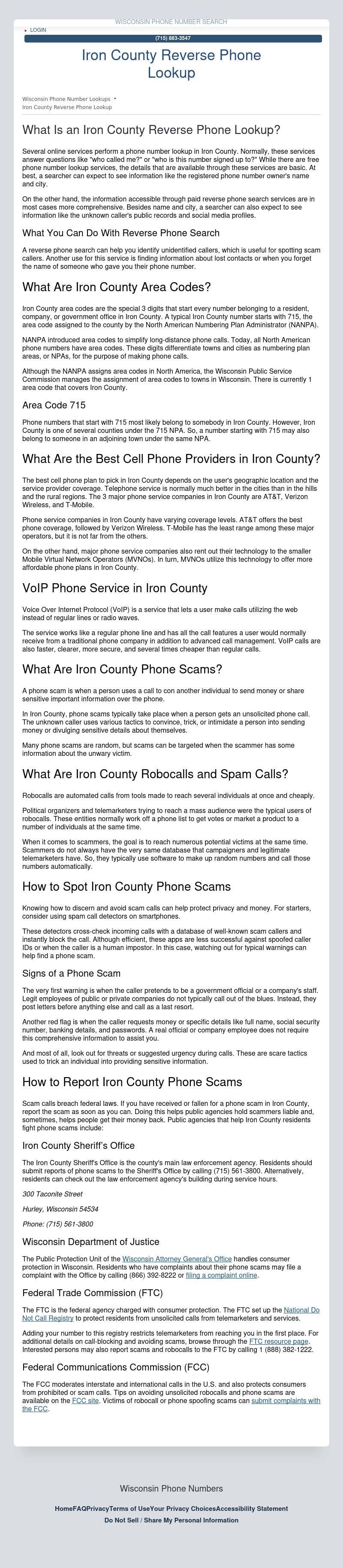 Iron County Phone Numbers - Hurley WI Lawyers